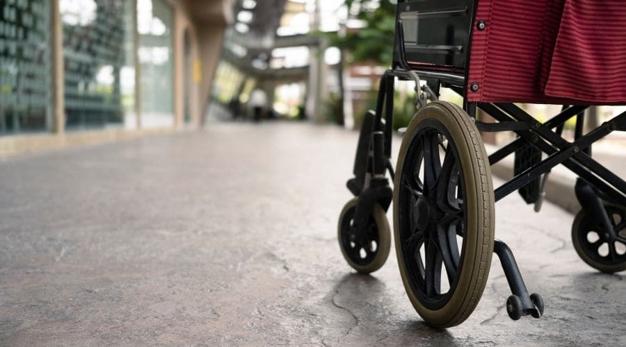 Rear and caster wheelchair wheels outdoor