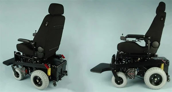 Two Bounder power chairs with Recaro Ergonomic seats and grey tires