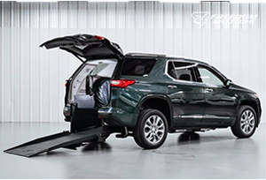 Chevrolet Traverse Premier FWD Sport Utility with open rear door and ramp