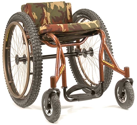 Invacare Top End Crossfire All Terrain Wheelchair with camouflage seat cushions