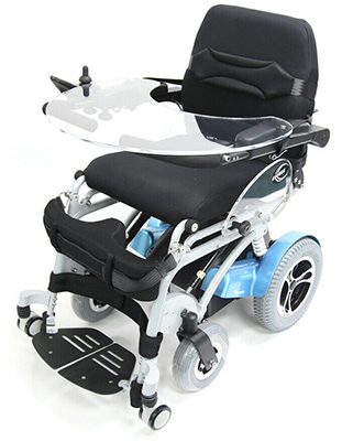 Karman XO-202 stand-up power wheelchair with food tray