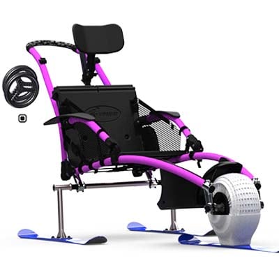 Vipamat Hippocampe All Terrain Wheelchair with its ski set attached
