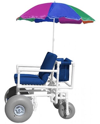 Leftside View of PVC Beach Wheelchair