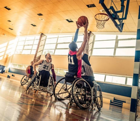 Playing Basketball of Different Types of Sports Wheelchairs