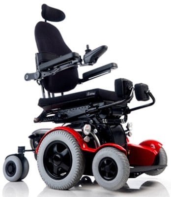 Levo C3 Power Chair with black upholstery and red base frame