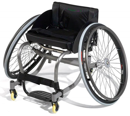 Quickie Match Point Tennis Wheelchair with a black seat
