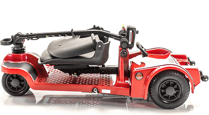 Red Echo 3 Scooter with folded seat and tiller