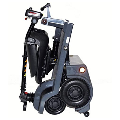 Folded grey Echo 3 Mobility Scooter in a standing position