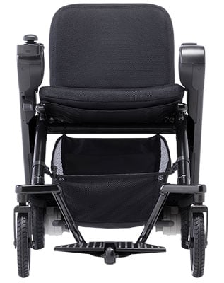 Black WHILL Model Fi Folding Travel Power Chair with storage under the seat