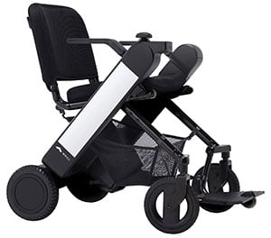 White variant of the WHILL Model Fi Folding Travel Power Chair