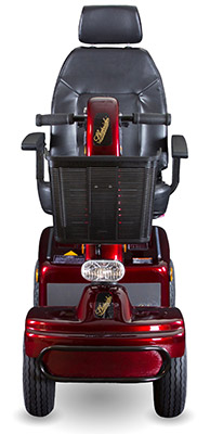 Shoprider Sprinter XL4 Scooter in burgundy and padded Captain's chair