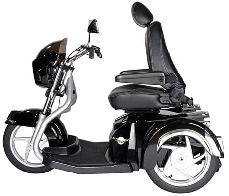 Black Maverick 3-wheel scooter with 3 wheels