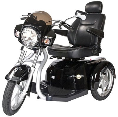 Black Maverick 3 Wheel Scooter with Captain's style seat